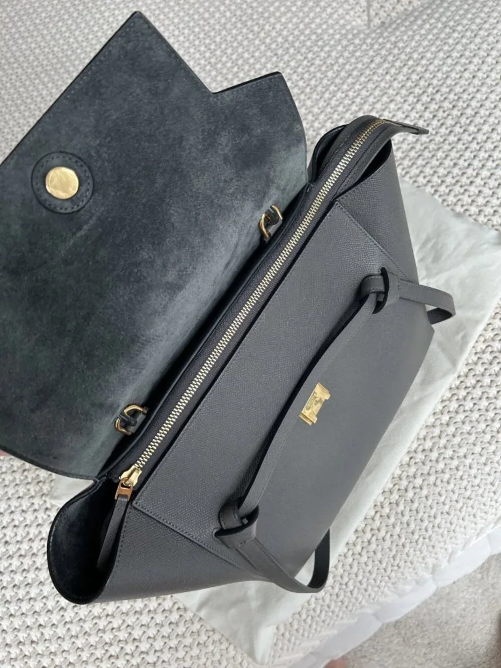 Phoebe Philo Era Celine Grained Calfskin Mini Belt Bag Gray